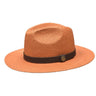 Bruno Capelo Cali Wide Brim Pinch Front Straw Fedora in Rust #color_ Rust