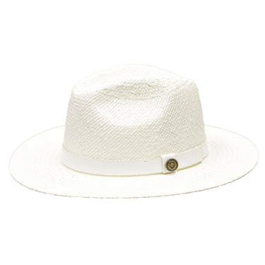 Bruno Capelo Cali Wide Brim Pinch Front Straw Fedora in White #color_ White