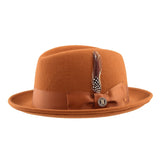 Bruno Capelo Chicago Center Dent Wool Fedora in Cognac #color_ Cognac