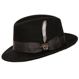 Bruno Capelo Chicago Center Dent Wool Fedora in Black #color_ Black