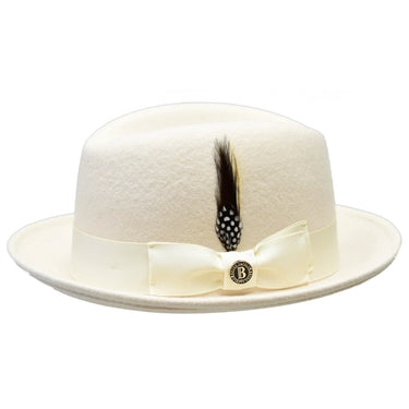 Bruno Capelo Chicago Center Dent Wool Fedora in Bone #color_ Bone