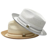 Bruno Capelo Dayton Two-Tone Straw Fedora in #color_