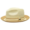 Bruno Capelo Dayton Two-Tone Straw Fedora in Ivory / Cognac #color_ Ivory / Cognac