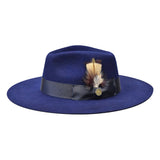 Bruno Capelo Duke Wide Brim Wool Fedora in Navy #color_ Navy