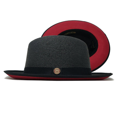 Bruno Capelo Empire Straw Red Bottom Fedora in Black / Red #color_ Black / Red