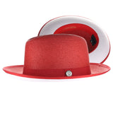 Bruno Capelo Empire White Bottom Straw Fedora in Red / White #color_ Red / White