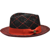 Bruno Capelo Enrico Vented Straw Fedora in Black / Red #color_ Black / Red