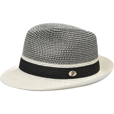 Bruno Capelo Enrique Stingy Brim Straw Fedora in White / Black #color_ White / Black