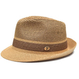 Bruno Capelo Enrique Stingy Brim Straw Fedora in Camel / Brown #color_ Camel / Brown