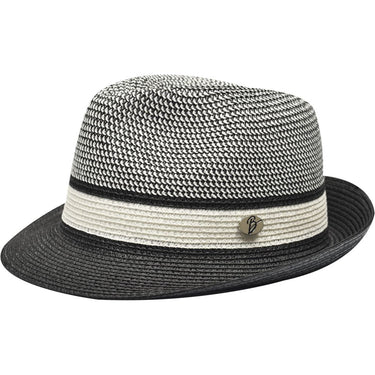 Bruno Capelo Enrique Stingy Brim Straw Fedora in Black / White #color_ Black / White