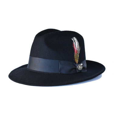 Bruno Capelo Executive Classic Wool Fedora in Black #color_ Black