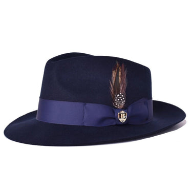 Bruno Capelo Fabio Wool Felt Teardrop Fedora in Navy #color_ Navy