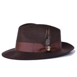 Bruno Capelo Fabio Wool Felt Teardrop Fedora in Dark Brown #color_ Dark Brown