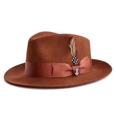 Bruno Capelo Fabio Wool Felt Teardrop Fedora in Brandy #color_ Brandy