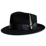 Bruno Capelo Fabio Wool Felt Teardrop Fedora in Black #color_ Black