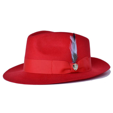 Bruno Capelo Fabio Wool Felt Teardrop Fedora in Red #color_ Red