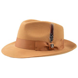 Bruno Capelo Fabio Wool Felt Teardrop Fedora in Acorn / Camel #color_ Acorn / Camel