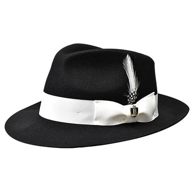 Bruno Capelo Fabio Wool Felt Teardrop Fedora in Black / White #color_ Black / White