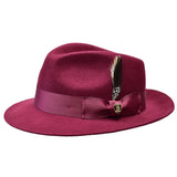 Bruno Capelo Fabio Wool Felt Teardrop Fedora in Burgundy #color_ Burgundy