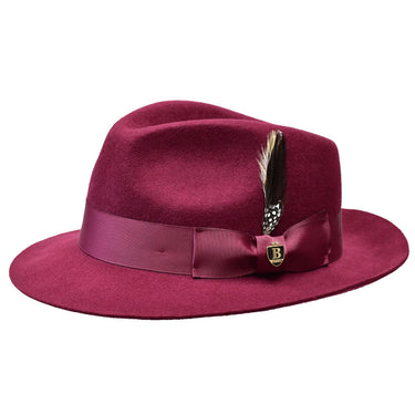 Bruno Capelo Fabio Wool Felt Teardrop Fedora in Burgundy #color_ Burgundy