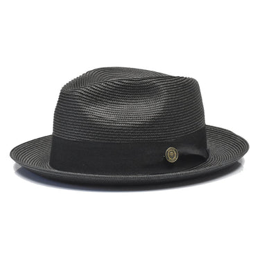 Bruno Capelo Francesco Timeless Straw Fedora in Black #color_ Black