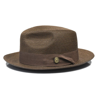 Bruno Capelo Francesco Timeless Straw Fedora in Dark Brown #color_ Dark Brown