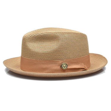 Bruno Capelo Francesco Timeless Straw Fedora in Camel #color_ Camel