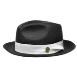 Bruno Capelo Francesco Timeless Straw Fedora in Black / White #color_ Black / White