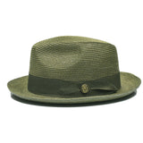 Bruno Capelo Francesco Timeless Straw Fedora in Olive #color_ Olive