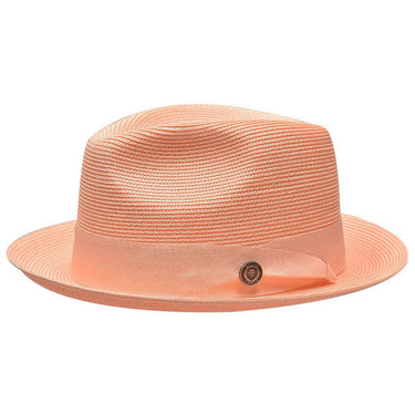 Bruno Capelo Francesco Timeless Straw Fedora in Peach #color_ Peach