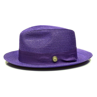 Bruno Capelo Francesco Timeless Straw Fedora in Purple #color_ Purple