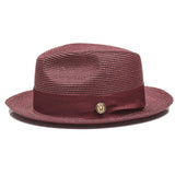 Bruno Capelo Francesco Timeless Straw Fedora in Burgundy #color_ Burgundy