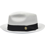 Bruno Capelo Francesco Timeless Straw Fedora in White / Black #color_ White / Black