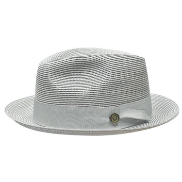 Bruno Capelo Francesco Timeless Straw Fedora in Grey #color_ Grey