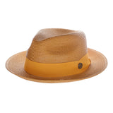 Bruno Capelo Francesco Timeless Straw Fedora in Cognac Brown #color_ Cognac Brown