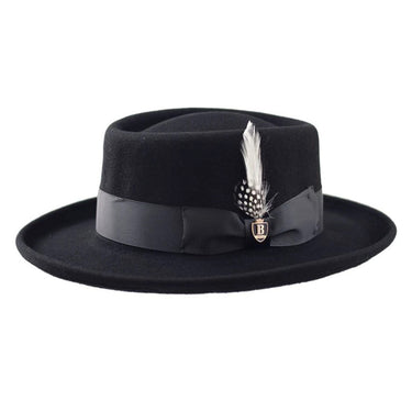 Bruno Capelo Gambler Wide Brim Wool Gambler in Black #color_ Black