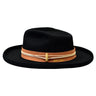 Bruno Capelo Gentleman Wide Brim Wool Fedora in Black / Cognac #color_ Black / Cognac