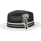 Bruno Capelo Giancarlo Two-tone Straw Fedora in Black / White #color_ Black / White