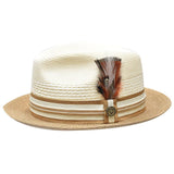 Bruno Capelo Giancarlo Two-tone Straw Fedora in Beige / Sand #color_ Beige / Sand