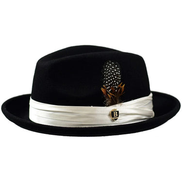 Bruno Capelo Giovani Crushable Wool Fedora in Black / White #color_ Black / White