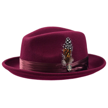 Bruno Capelo Giovani Crushable Wool Fedora in Wine #color_ Wine