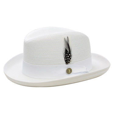 Bruno Capelo Godfather Straw Homburg in White #color_ White