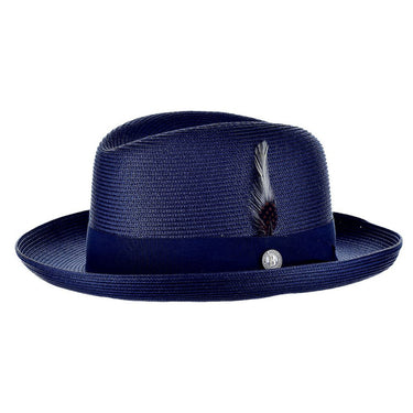 Bruno Capelo Godfather Straw Homburg in Navy #color_ Navy