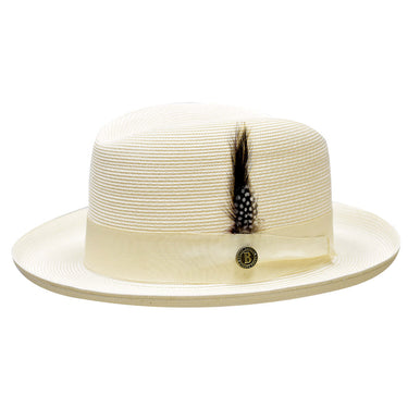 Bruno Capelo Godfather Straw Homburg in Ivory #color_ Ivory