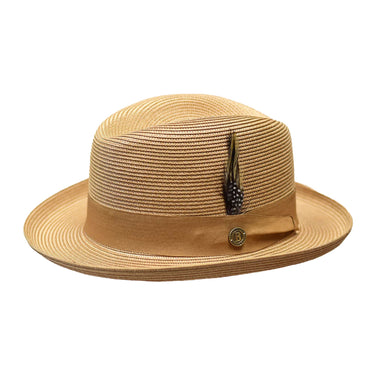 Bruno Capelo Godfather Straw Homburg in Tan #color_ Tan