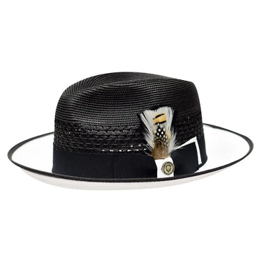 Bruno Capelo Havana Pinch Front Straw Fedora in #color_