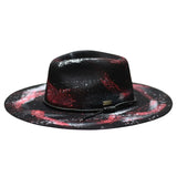 Bruno Capelo Influencer Wide Brim Wool Fedora in Black / Red / Lt. Grey #color_ Black / Red / Lt. Grey