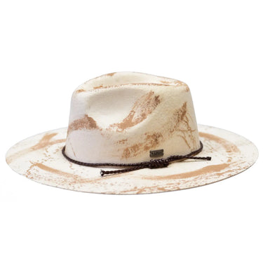 Bruno Capelo Influencer Wide Brim Wool Fedora in Bone / Coffee #color_ Bone / Coffee