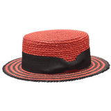 Bruno Capelo Italia 4-Ply Koberg Straw Boater in Red / Black #color_ Red / Black