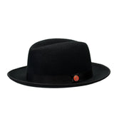 Bruno Capelo King Center Dent Wool Fedora in Black #color_ Black